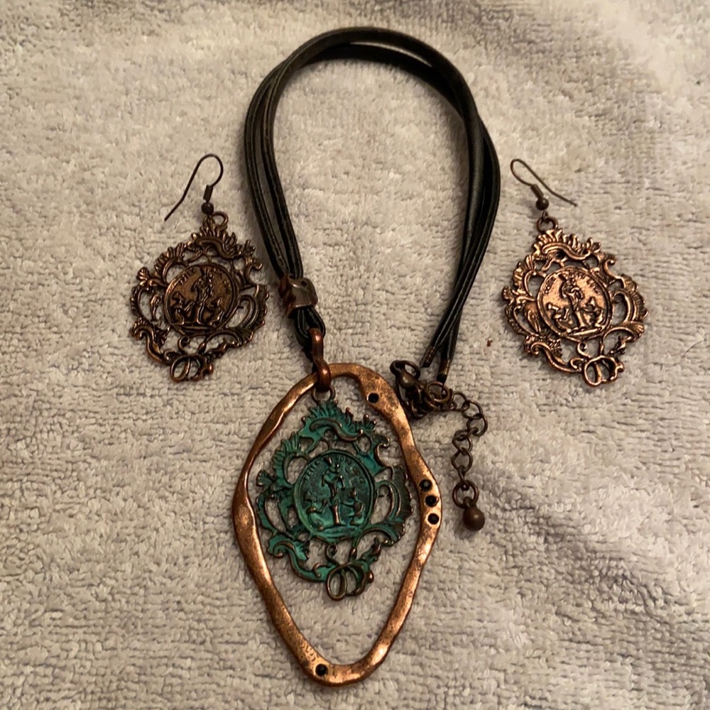 Trendy/Boho necklace and earring set